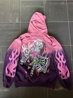 Warren Lotas “She Loves Me Not” Pink & Purple Ombré Hoodie size XL